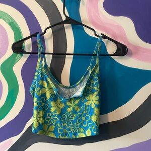 Blue & Green Cropped Tank Top